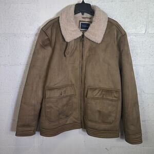 Club Room Men's Faux Suede shearling lined Jacket, Tan 2XL $250